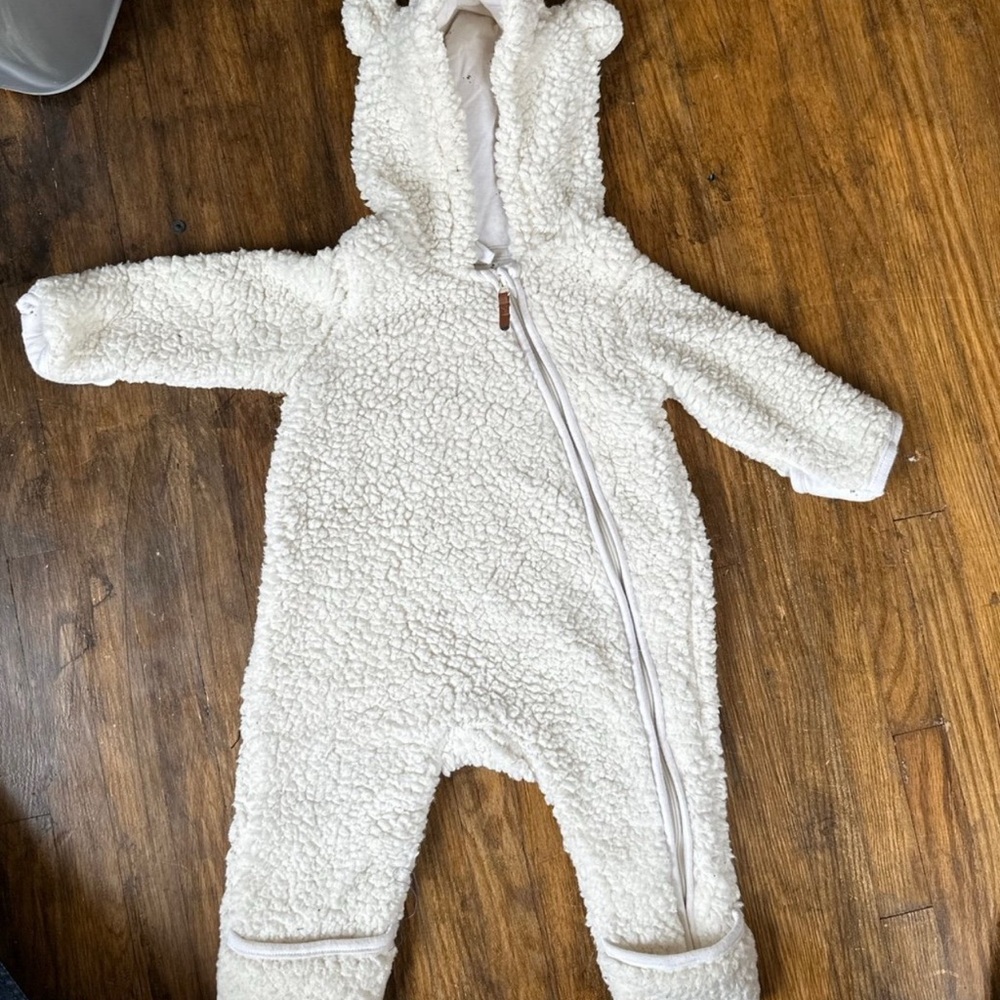H&M White Fleece Kids Footie